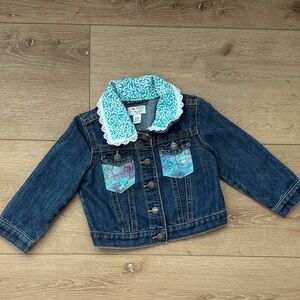 Girls' Teal-Accented Denim Jacket